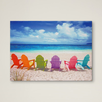 Wall Art featuring Rainbow Colored Beach Chairs