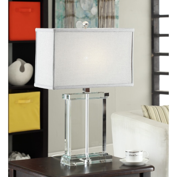 rystal Rectangular Table Lamp with Grey Shade