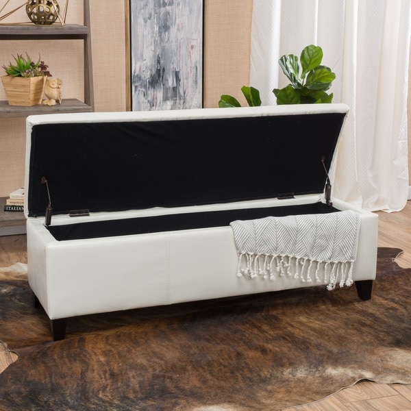 Lucinda Faux Leather Storage Ottoman Bench