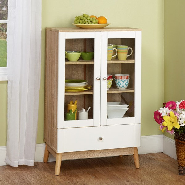 Simple Living Tillary White and Natural Two-door Cabinet