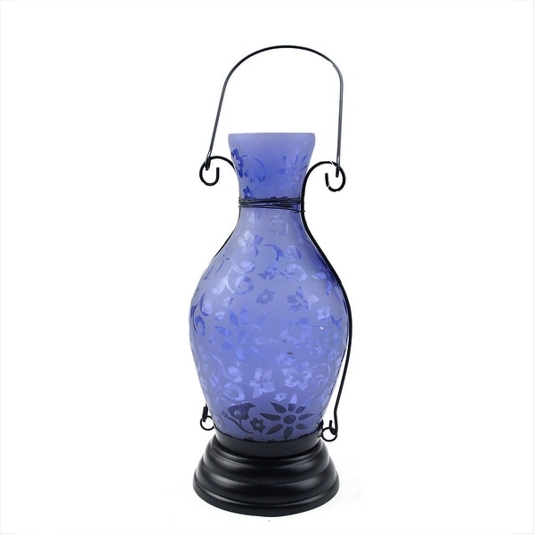 Glass Bottle Tea Light Candle Lantern with Flower Etching