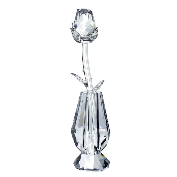 Crystal Florida Crystal Rose with Vase in Velvet Box