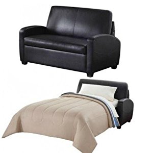 Sofa Sleeper Black convertible couch loveseat chair leather bed mattress