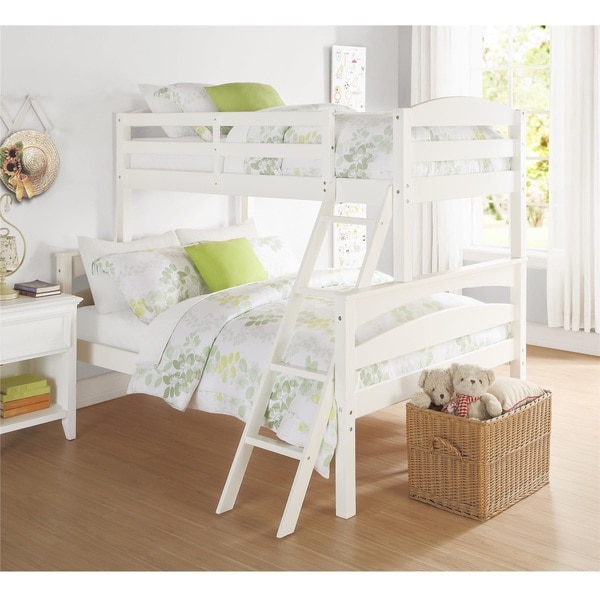Dorel Living Brady White Wood Twin-over-Full Bunk Bed
