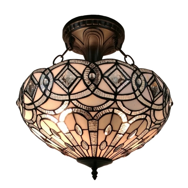 Amora Lighting AM231HL16 Tiffany Style Semi Flush Mount Ceiling Fixture