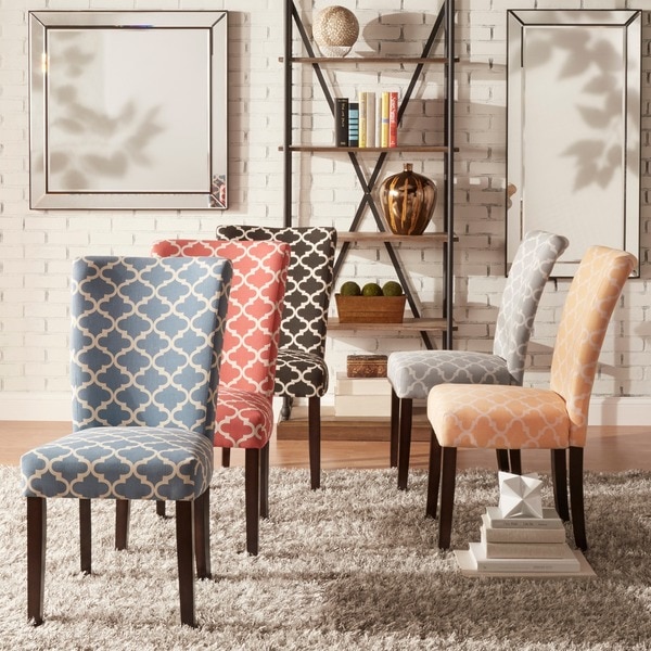 Catherine Moroccan Pattern Fabric Parsons Dining Chair