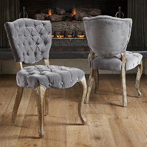 Fabric Dining Chair, Grey, Set of 2