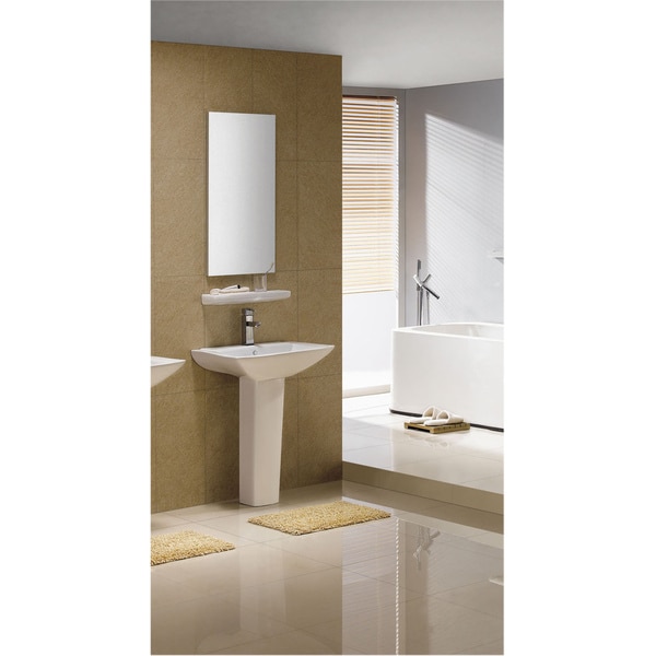 Fine Fixtures Modern Square White Single Holle Ceramic Pedestal Sink