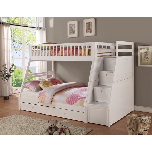 Twin/ Full Storage Step Bunk Bed with 2 Drawers