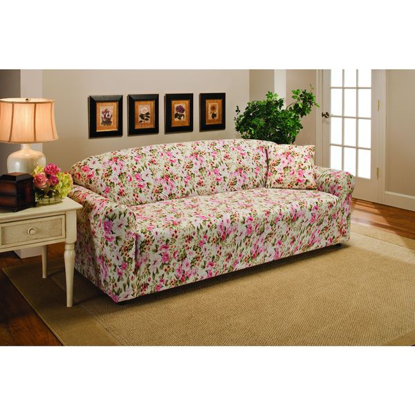 Stretch Jersey Floral Sofa Slipcover