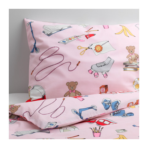 LEKRUM Duvet cover and pillowcase(s), pink