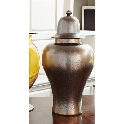Japan-inspired ginger jar with copper-bronze glaze