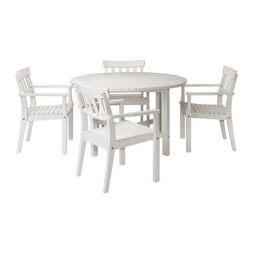 Ã„NGSÃ– Outdoor Table in White with 4 armchairs