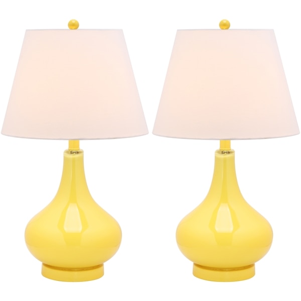 Safavieh Lighting 24-inch Amy Gourd Glass Yellow Table Lamps (Set of 2)