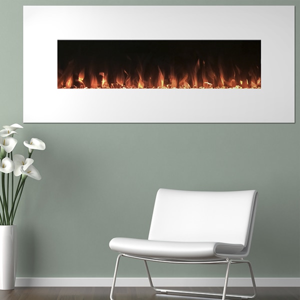 Northwest 50-inch White Electric Wall Mounted Color Changing Fireplace