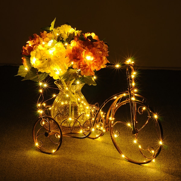 String Lights Copper Wire 100 Individual LEDs with Warm White (Amber Champagne-gold) For Christmas W