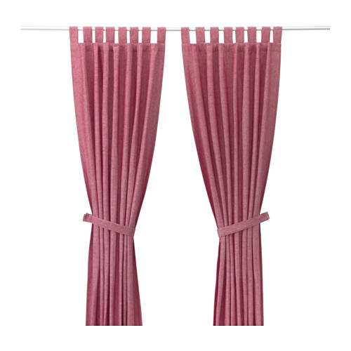 LENDA 1 pair, light red with tie-backs Window Curtains