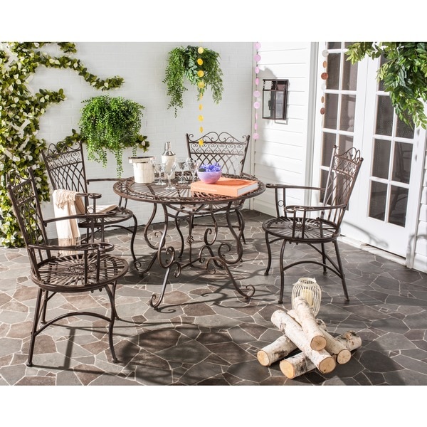 Safavieh Outdoor Living Rustic Thessaly Rustic Brown Dining Set (5-piece)