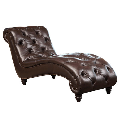Rhoden Leather Chaise Lounge by Rosalind Wheeler