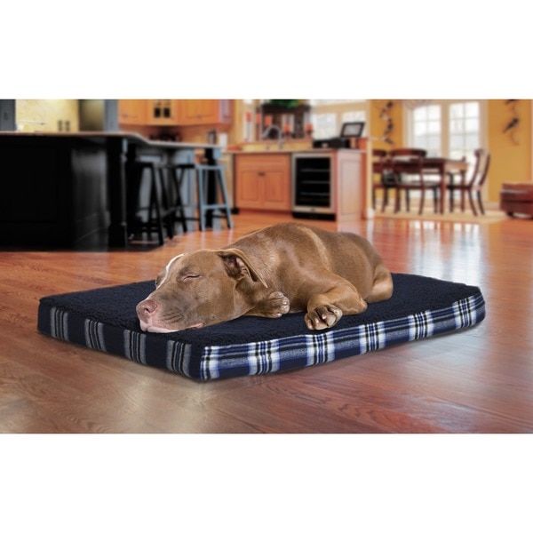 Furhaven Faux Sheepskin and Plaid Deluxe Ortho Pet Bed