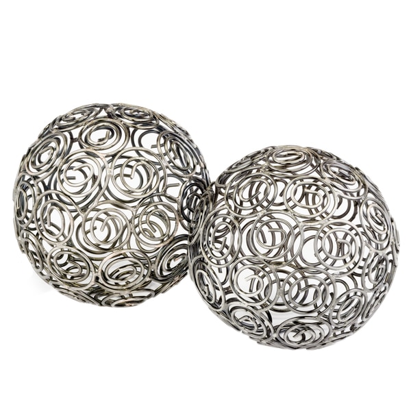 Bola Espiral Antique Nickel Decorative Balls (Set of 2)