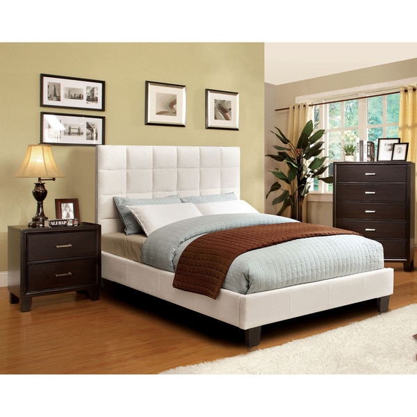 Sherolle Modern 2-piece Ivory Flannelette Bed with Nightstand Set
