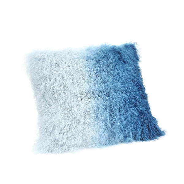  Lamb Faux Fur Pillow Blue Spectrum 22-inch Throw Pillow