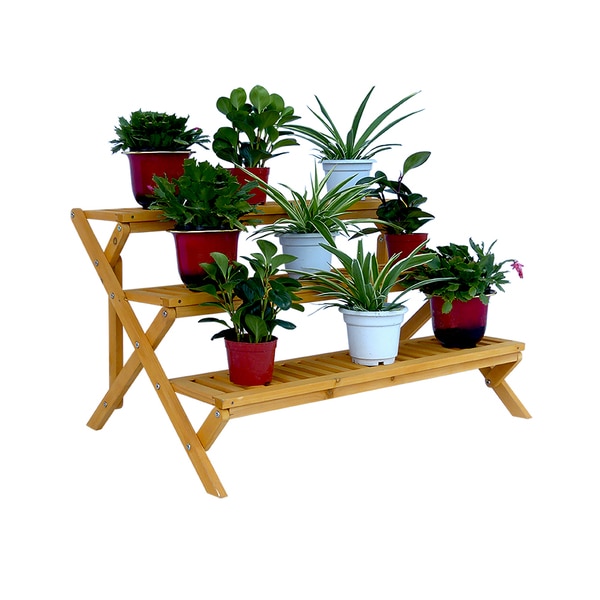 3-Tier Wooden Step Plant Stand