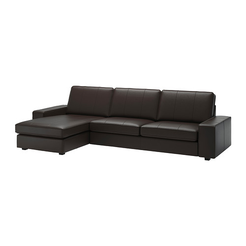 Pure leather dark brown deep-seating sectional sofa