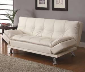 Contemporary White Adjustable Futon Sofa Bed