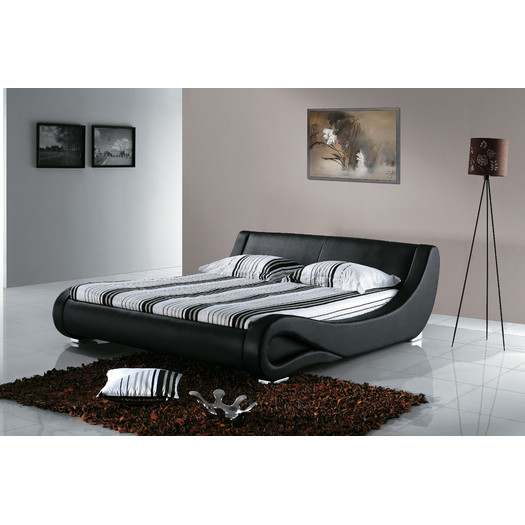 Queen Sleigh Bed Upholstered in Bonded leather by AC Pacific