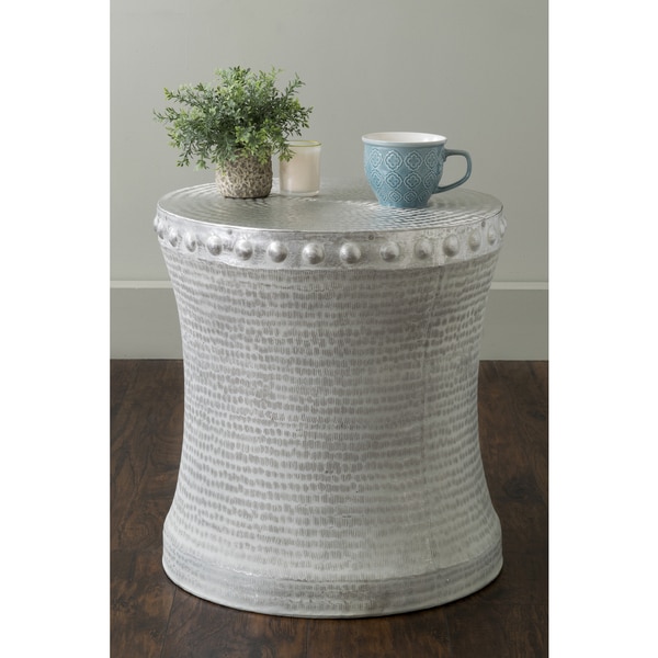 East At Main's Hickory Silver Round Aluminum Accent Table