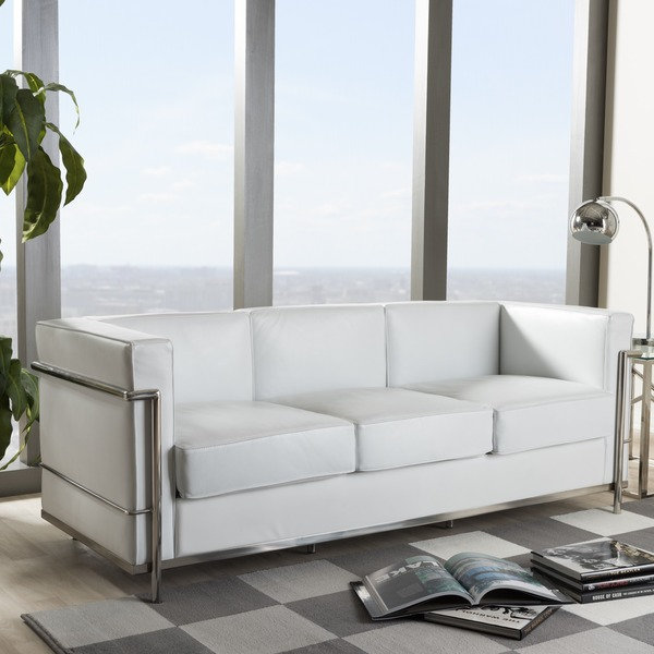 Mason White Leather Sofa