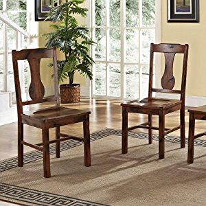 Solid Wood Dark Oak Dining Chairs, Set of 2