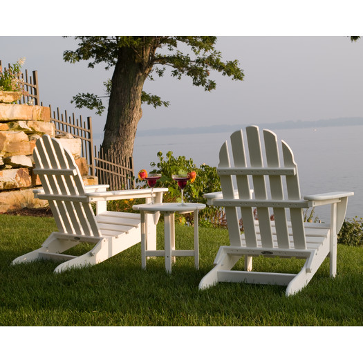 POLYWOODÂ® Classic 3 Piece Folding Adirondack Seating Group in Cottage Style 