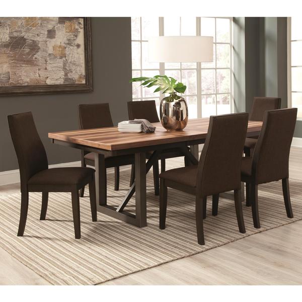 Reclaimed Wooden Block Design Table with Industrial Style Base and Ergonomic Chairs Dining Set