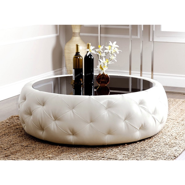 Round Leather Coffee Table Favorave, Round Black Leather Ottoman Coffee Table