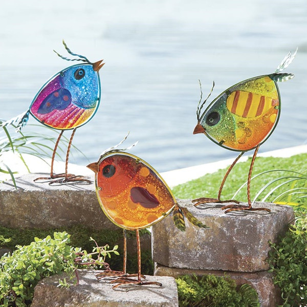 3-Piece Garden Bird Statuette Set