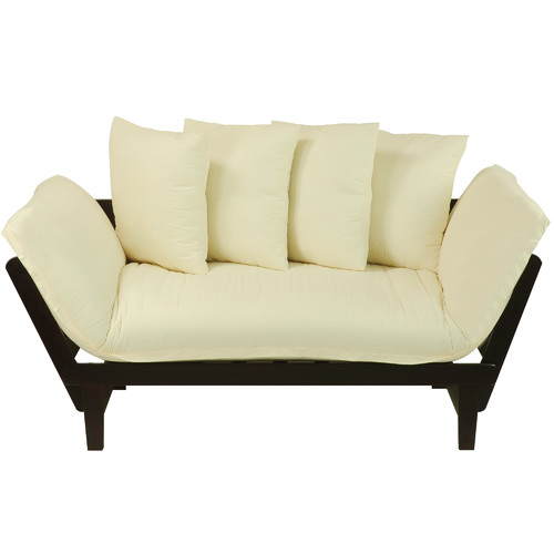 Off White & Brown Lounger Futon by Charlton Home