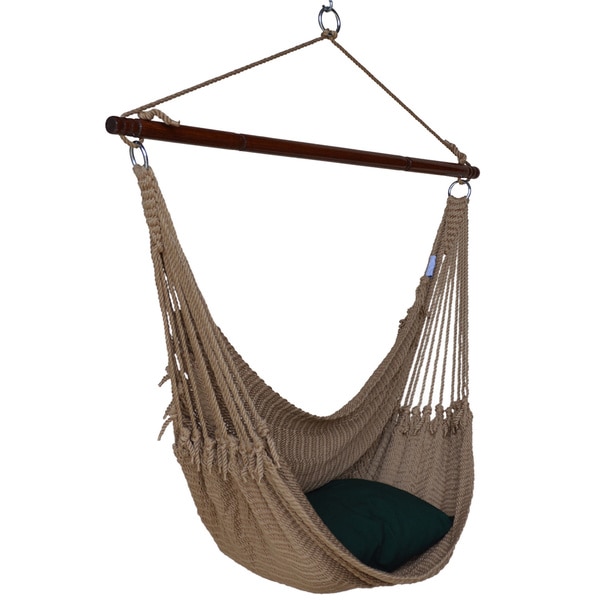 Jumbo Caribbean Hammock Chair with Footrest - 55 inch - Soft-Spun Polyester