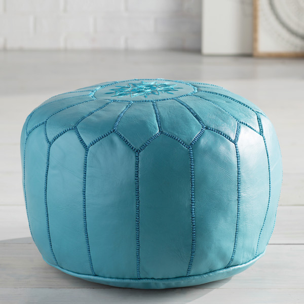 Weiss Leather Pouf Ottoman