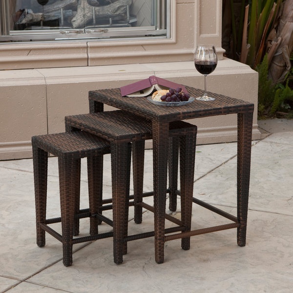 Outdoor Wicker Nested Tables (Set of 3)