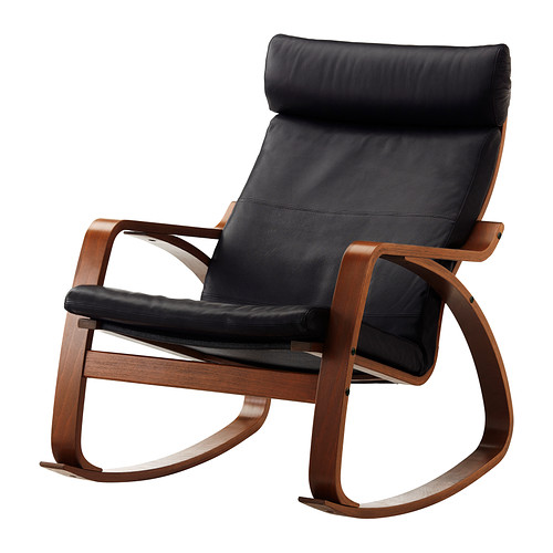 POÃ„NG Rocking chair, medium brown, Glose Robust black