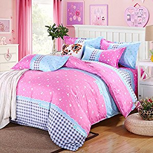 ,Hearts Duvet Cover Pillowcase Quilt Cover Bedding Set Super King Pink