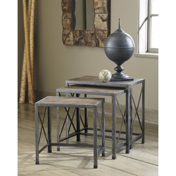 Gray/Brown Nesting End Tables (Set of 3)