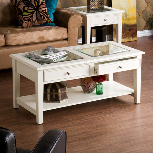 Amber Oak 2 Drawer White Coffee Table by Alcott Hill