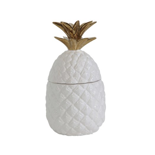 White and gold Ceramic Pineapple Jar 