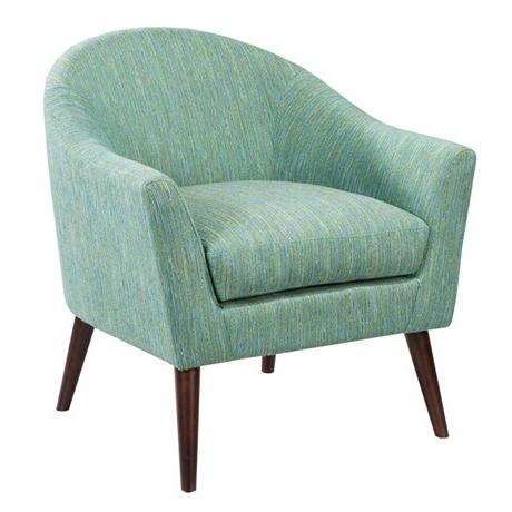 Barrel Back Green Chair with grooved upholstery