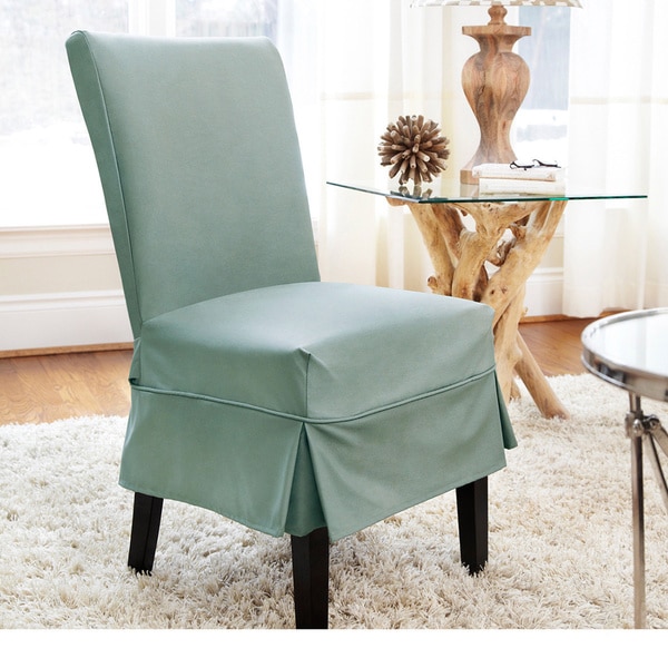 Twill Mid-pleat Relaxed Fit Dining Chair Slipcover with Buttons