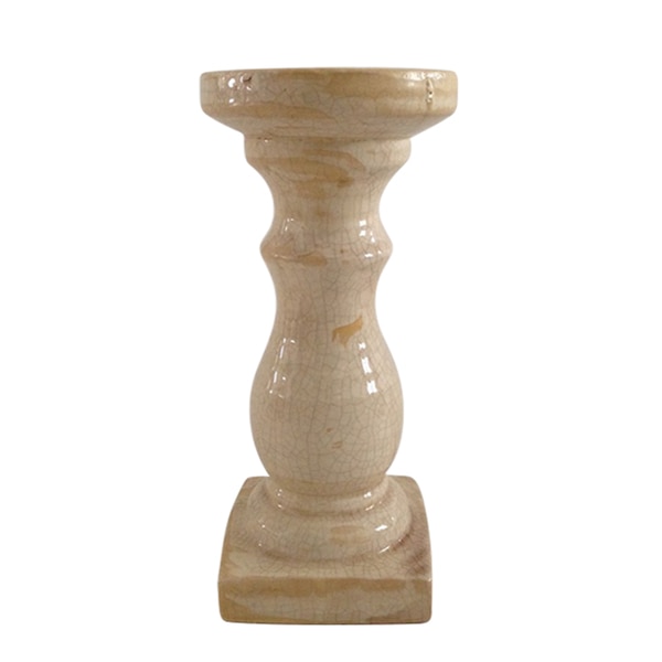 Beige Ceramic Small Pillar Holder